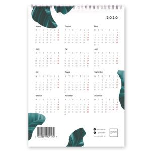 Bakside kalender med oversikt over 2020