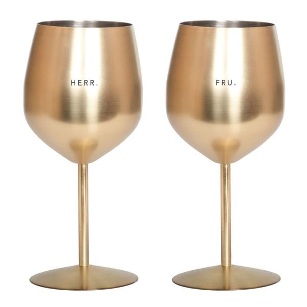 2pk vinglass i stål – herr og fru