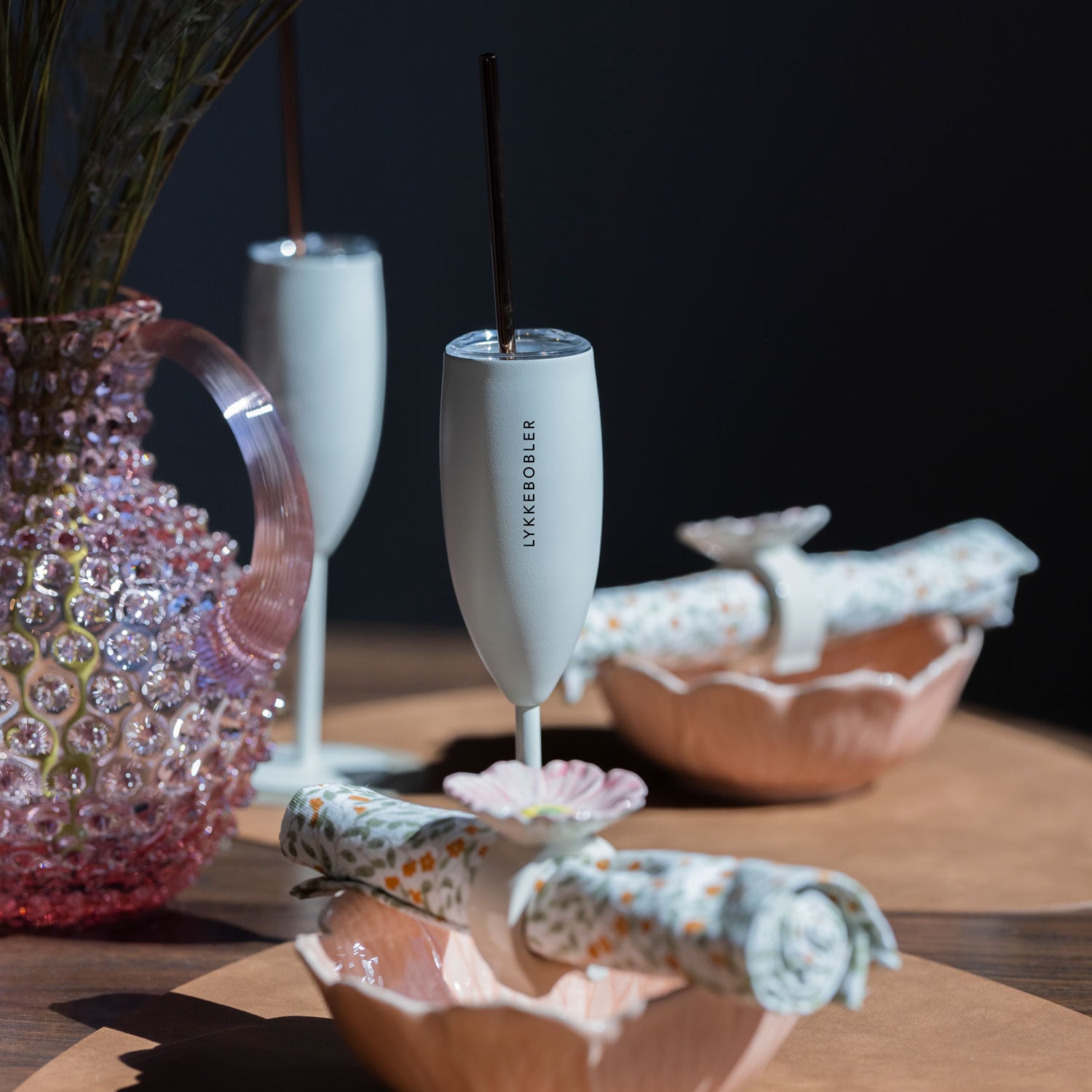 Termo-champagneglass, LYKKEBOBLER, hvit Termo-champagneglass, LYKKEBOBLER, hvit